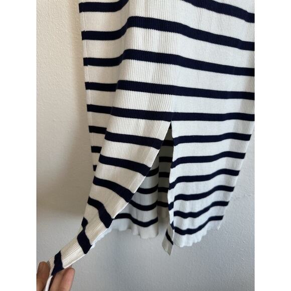 NWT Caroline Constas Ribbed Knit Crochet V-Neck Stripes Women’s Midi Dress Sz XL - Picture 5 of 9